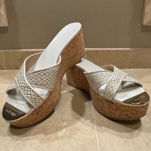 Jimmy Choo Prima Cork Platform Wedge Slide Sandal - Size 39.5